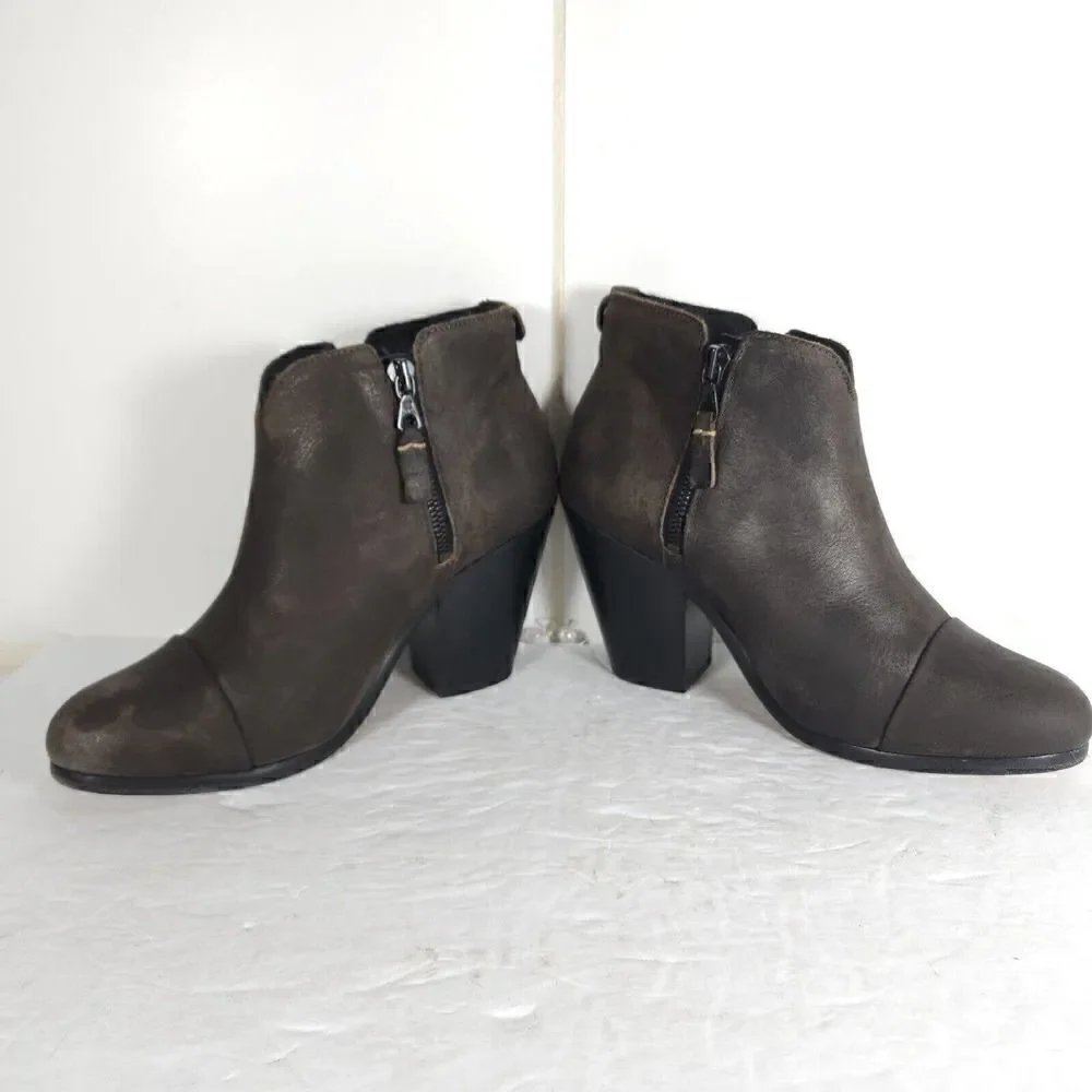 RAG & BONE Women's Margot US 5,5-6 EU 36,5 Brown Leather Ankle Booties Boots